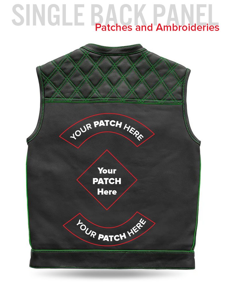 Finish Line - Green Checker - Men's Motorcycle Leather Vest