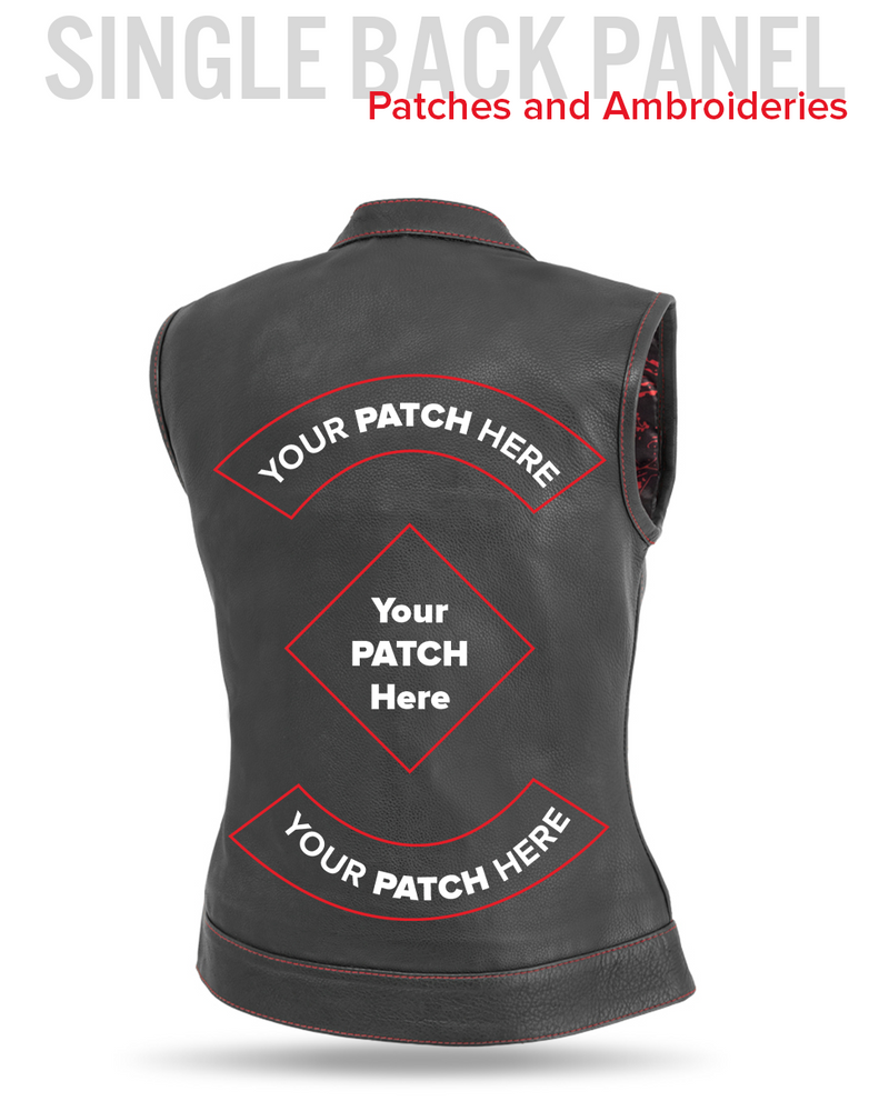 Jessica Women's Motorcycle Leather Vest - Black/Red - Limited Edition