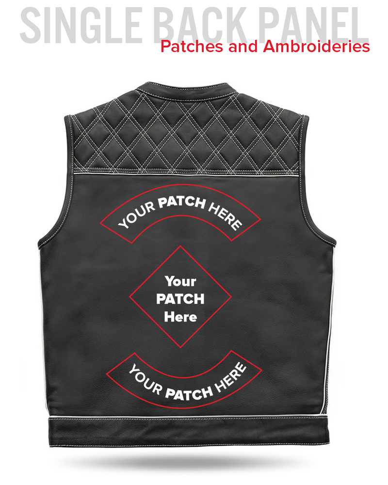 Finish Line - White Checker - Men's Motorcycle Leather Vest