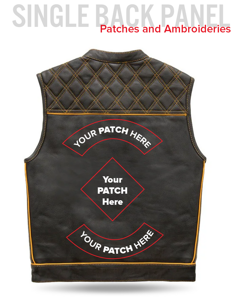 Finish Line - Gold Checker - Men's Motorcycle Leather Vest