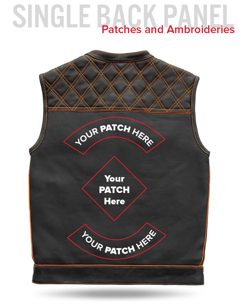 Finish Line - Orange Checker - Men's Motorcycle Leather Vest