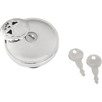 DRAG SPECIALTIES Skull Vented Screw-In Locking Gas Cap - Chrome