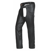 Unik Premium leather chaps designed for durability and style. With reinforced stitching, silver hardware, and an adjustable fit, these chaps are ideal for bikers