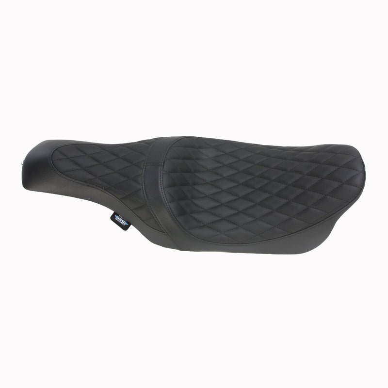 DRAG SPECIALTIES Caballero Diamond Stitch Solar Reflective Leather Seat - Black - Touring '08-'23