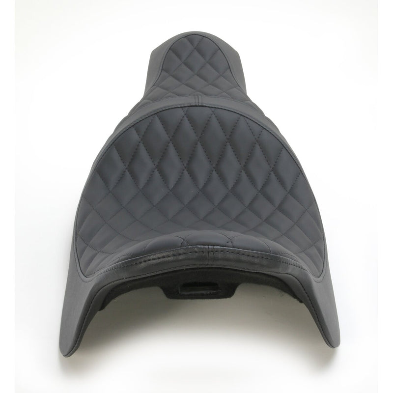 DRAG SPECIALTIES Caballero Diamond Stitch Solar Reflective Leather Seat - Black - Touring '08-'23