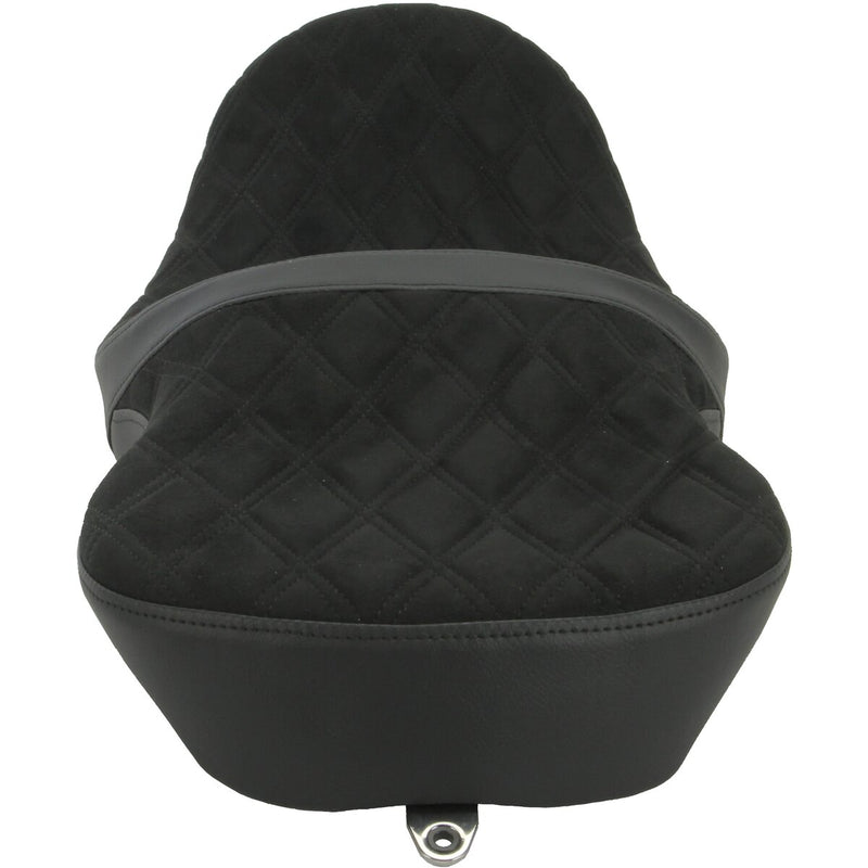 DRAG SPECIALTIES Low Profile Faux Suede Double Diamond Seat - w/ Yaffe Razorback Fuel Tank - Black - Touring '10-'23