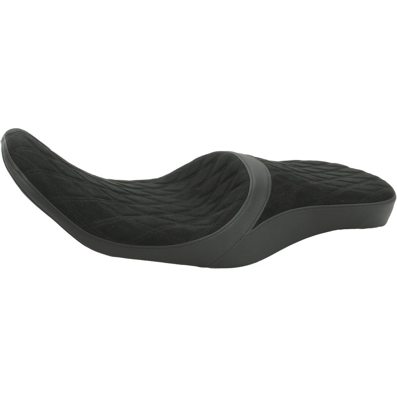 DRAG SPECIALTIES Low Profile Faux Suede Double Diamond Seat - w/ Yaffe Razorback Fuel Tank - Black - Touring '10-'23
