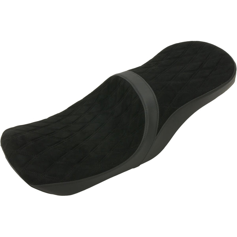 DRAG SPECIALTIES Low Profile Faux Suede Double Diamond Seat - w/ Ness Winged Fuel Tank - Black - Touring '08-'23