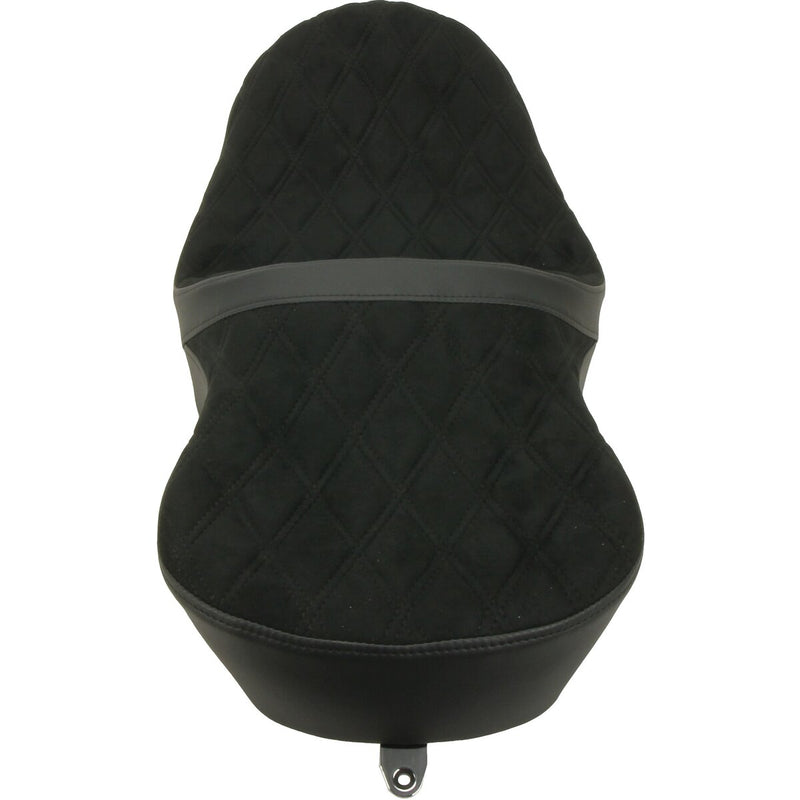 DRAG SPECIALTIES Low Profile Faux Suede Double Diamond Seat - w/ Ness Winged Fuel Tank - Black - Touring '08-'23