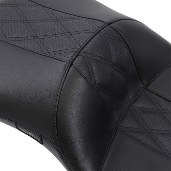 LE PERA Maverick Daddy Long Legs Seat - Black w/ Black HR Inlay - Double Diamond - Touring '08-'22