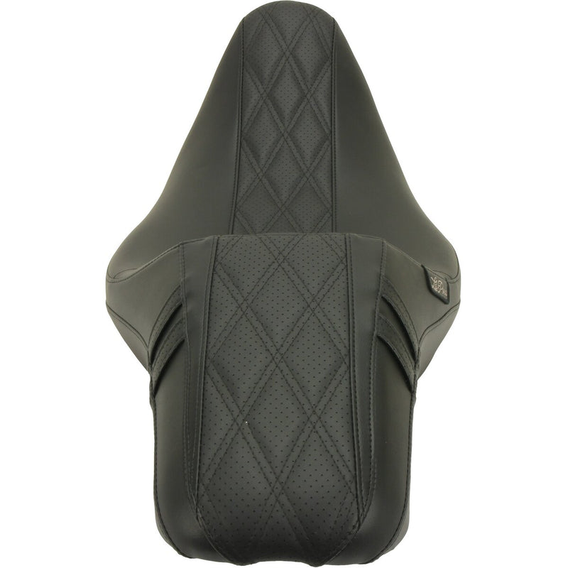 LE PERA Outcast Daddy Long Legs Seat - Full-Length - w/o Backrest - Black w/Black Double Diamond - Touring '08-'22
