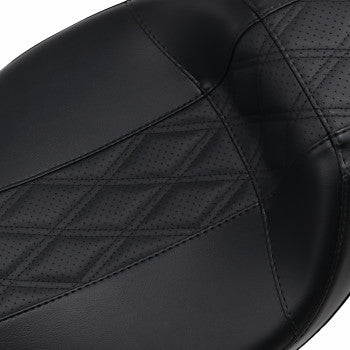 LE PERA Outcast Daddy Long Legs Seat - Full-Length - w/o Backrest - Black w/Black Double Diamond - Touring '08-'22