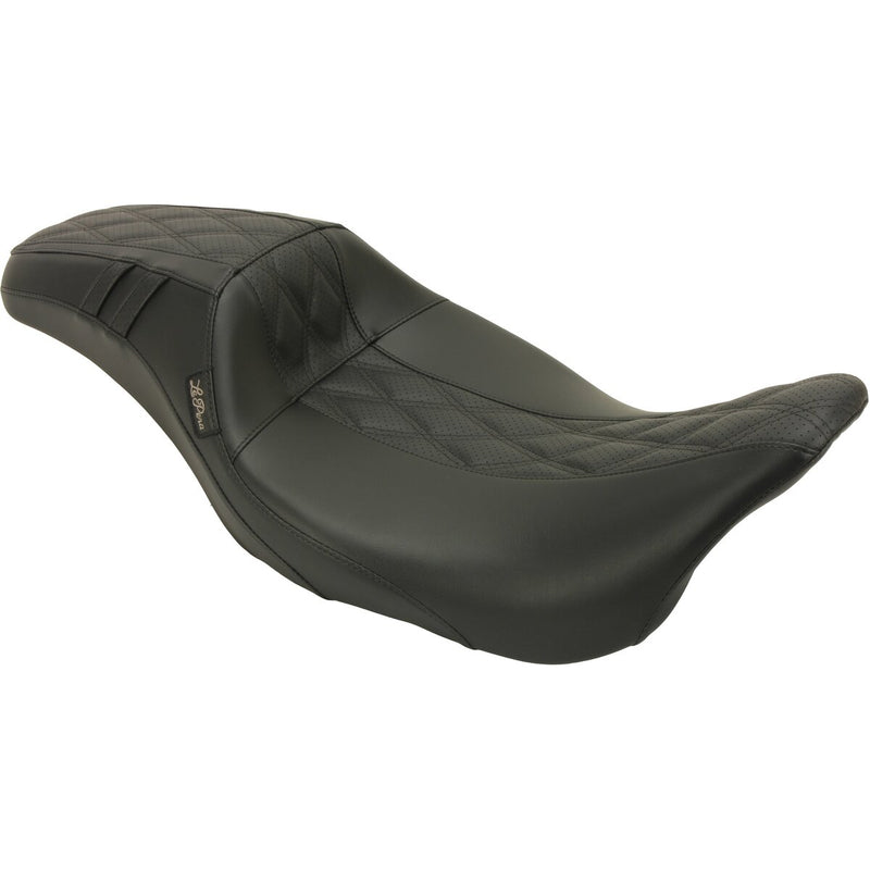 LE PERA Outcast Daddy Long Legs Seat - Full-Length - w/o Backrest - Black w/Black Double Diamond - Touring '08-'22