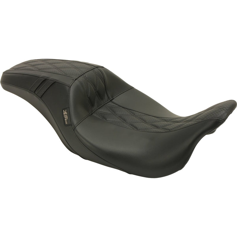 LE PERA Outcast GT-2 Seat - Full-Length - w/o Backrest - Black Double Diamond - Perforated - Touring '08-'23