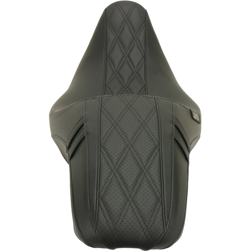 LE PERA Outcast GT-2 Seat - Full-Length - w/o Backrest - Black Double Diamond - Perforated - Touring '08-'23
