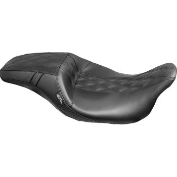 LE PERA Outcast GT-2 Seat - Full-Length - w/o Backrest - Black Double Diamond - Perforated - Touring '08-'23