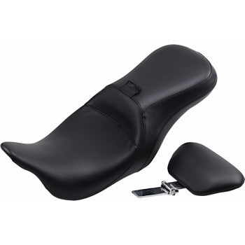 LE PERA Outcast Seat - 2-Up - With Backrest - Smooth - Black - Touring '08-'23