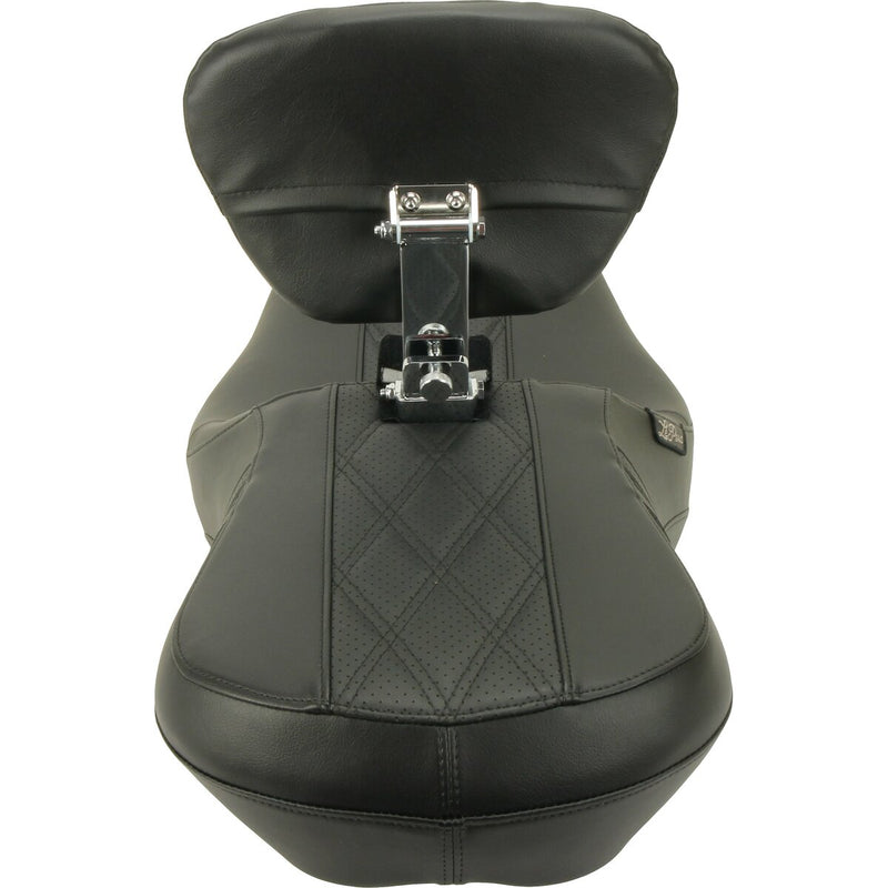 LE PERA Outcast GT Seat - 2-Up - With Backrest - Black Double Diamond - Perforated - Touring '08-'23