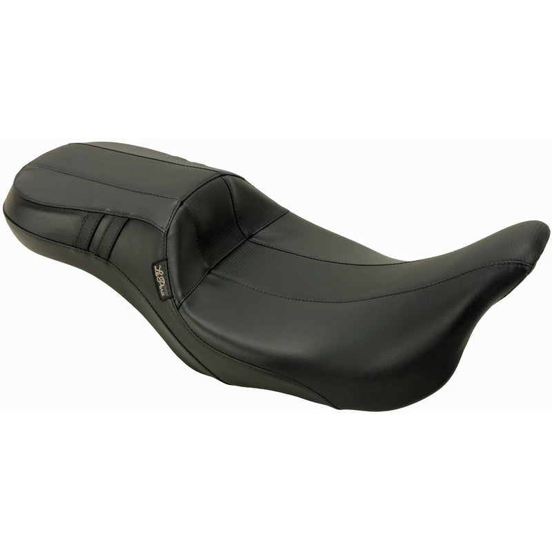 LE PERA Outcast Daddy Long Legs Seat - 2-Up - w/o Backrest - Carbon Fiber Inlay - Black - Touring '08-'23