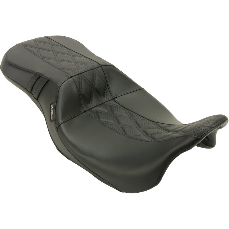 LE PERA Outcast GT-2 Seat - 2-Up - w/o Backrest - Black Double Diamond - Perforated - Touring '08-'23