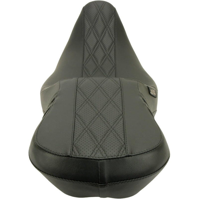LE PERA Outcast GT-2 Seat - 2-Up - w/o Backrest - Black Double Diamond - Perforated - Touring '08-'23