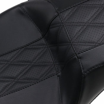 LE PERA Outcast GT-2 Seat - 2-Up - w/o Backrest - Black Double Diamond - Perforated - Touring '08-'23