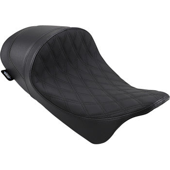 DRAG SPECIALTIES EZ-ON Mount Forward Low Solo Double Diamond Black Stitch Seat - Black - Touring '08-'23
