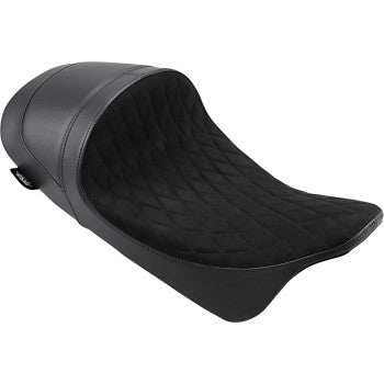DRAG SPECIALTIES EZ-ON Mount Forward Low Solo Diamond Faux Suede Seat - Black - Touring '08-'23