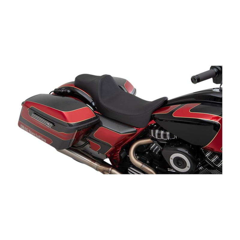 DRAG SPECIALTIES Predator III Extended Reach Smooth Vinyl Seat - Black - Touring '08-'23