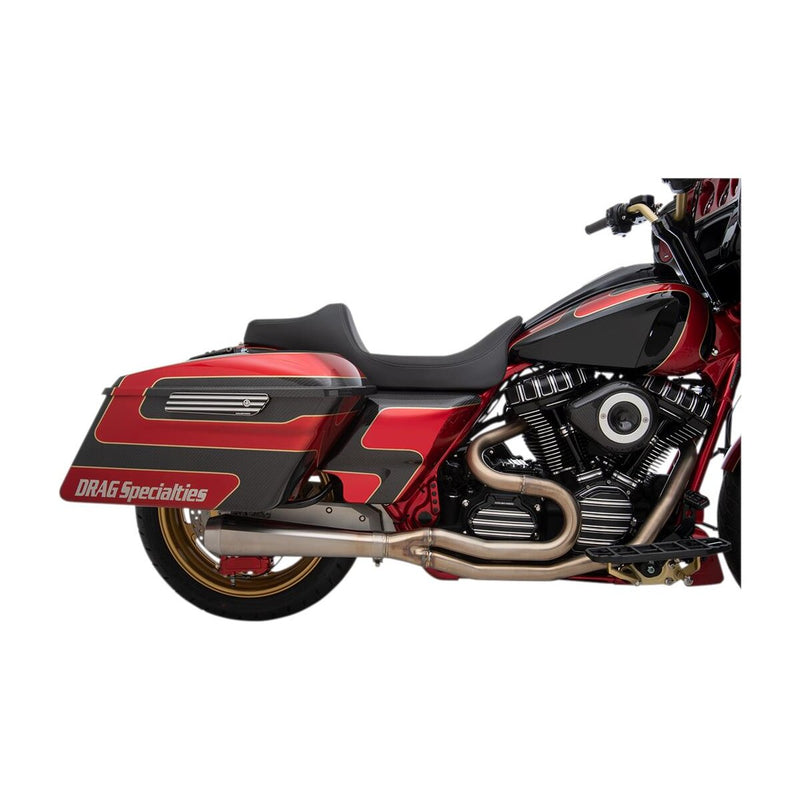 DRAG SPECIALTIES Predator III Extended Reach Double Diamond Black Stitch Vinyl Seat - Black - Touring '08-'23