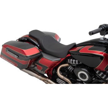 DRAG SPECIALTIES Predator 2-Up Smooth Solar-reflective Leather Seat - Black - Touring '08-'23