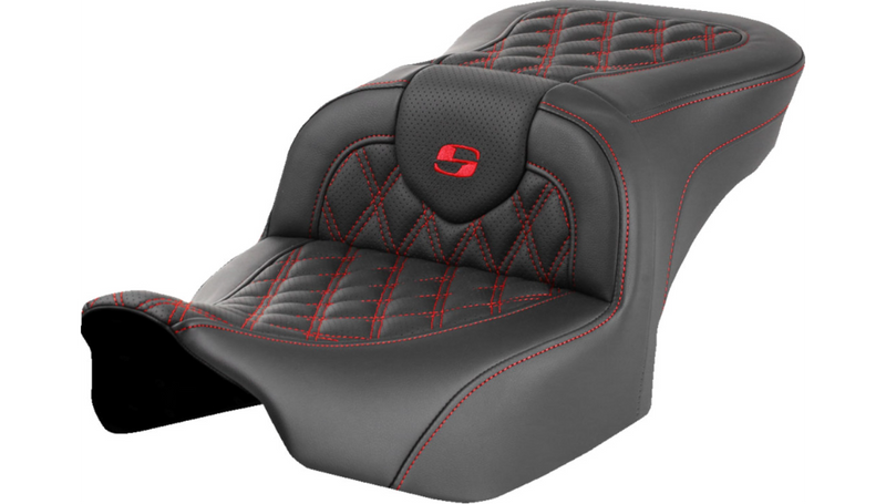 SADDLEMEN RoadSofa™ Seat - without Backrest - Red Lattice Stitch - Touring '23.5-'25
