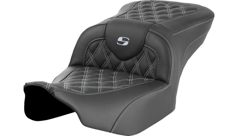 SADDLEMEN RoadSofa™ Seat - without Backrest - Lattice Stitch - Silver Stitch - Touring '23.5-'25