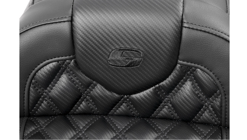 SADDLEMEN RoadSofa™ Seat - without Backrest - Carbon Fiber - Lattice Stitch - Touring '23.5-'25