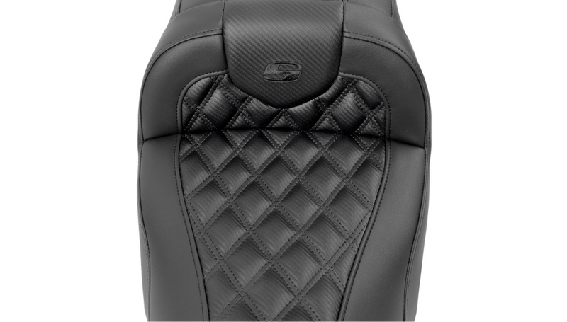 SADDLEMEN RoadSofa™ Seat - without Backrest - Carbon Fiber - Lattice Stitch - Touring '23.5-'25