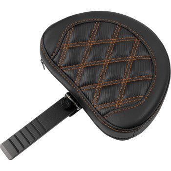 SADDLEMEN Roadsofa™ Extended Reach Seat - with Backrest - Lattice Stitch - Orange Stitch - Touring '23.5-'25