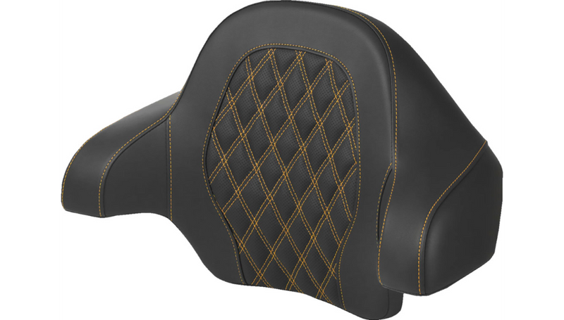 SADDLEMEN Tour-Pack Backrest Pad - Lattice Stitch - Gold Stitch - '14-'24 TOURING