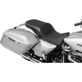 DRAG SPECIALTIES SEATS Extended Reach Freedom Seat - Vinyl - Double Diamond - Black Stitch - Touring '09-'24
