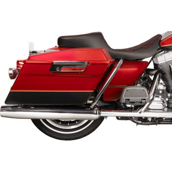 DRAG SPECIALTIES SEATS Predator 2-Up Seat - Vinyl - Double Diamond - Red Stitching - w/o Backrest - Touring '97-'07