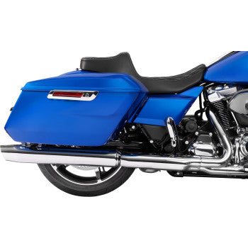 DRAG SPECIALTIES SEATS Extended Reach Predator III Set - Vinyl - Silver Double Diamond Stitch - Touring '23-'24