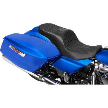 DRAG SPECIALTIES SEATS Freedom Seat - Black - Vinyl - Black Double Diamond Stitch - Touring '23-'25