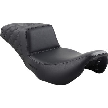 SADDLEMEN Step-Up Seat - Rear Lattice Stitch - Black - Touring '97-'07