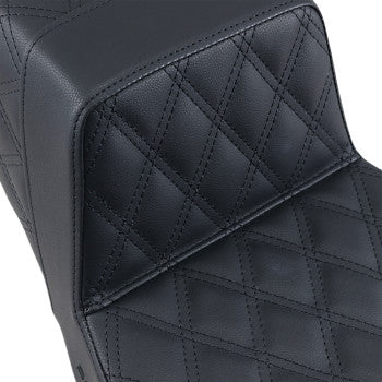 SADDLEMEN Step-Up Seat - Full Lattice Stitch - Black - Touring '97-'07