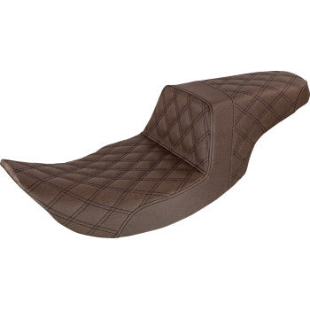 SADDLEMEN Step-Up Seat - Full Lattice Stitch - Brown - Touring '97-'07