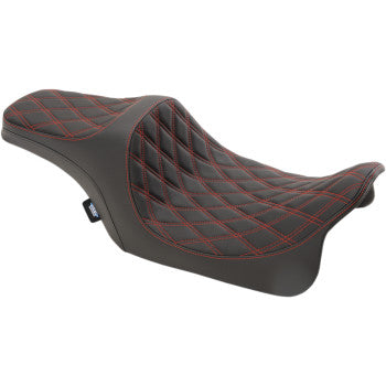 DRAG SPECIALTIES Predator III Seat - Double Diamond - Red Stitched - Touring '08-'23