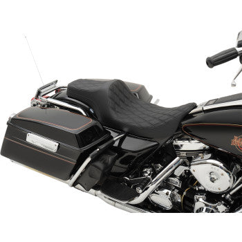 DRAG SPECIALTIES Predator III Seat - Double Diamond - Black Stitched - Touring '99-'07