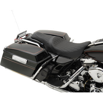 DRAG SPECIALTIES Caballero 2-Up Seat - Solar Reflective Leather - Diamond Stitch - Touring '99-'07