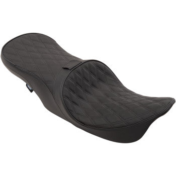 DRAG SPECIALTIES Forward Positioned 2-Up Low Profile Tour Leather Seat - Double Diamond - Black Stitching - Touring '99-'07