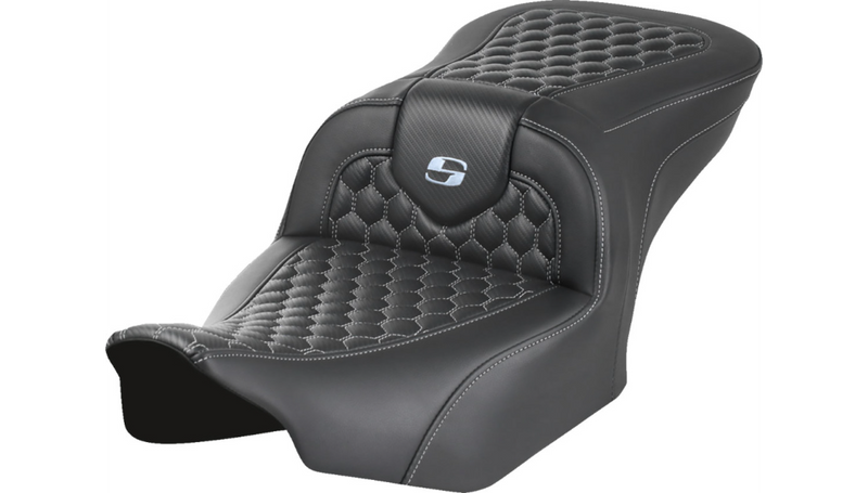 SADDLEMEN Roadsofa™ Seat - without Backrest - Honeycomb - Silver Stitch - Touring '23.5-'25