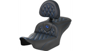 SADDLEMEN RoadSofa™ Seat - w/ Backrest - Carbon Fiber - Latt - Blue